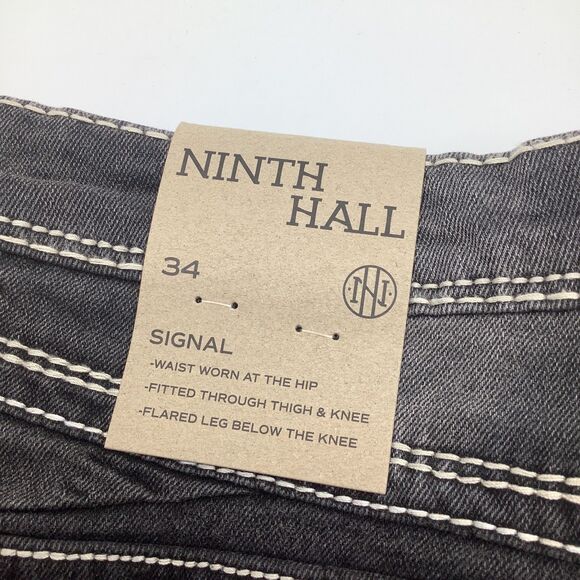 Ninth Hall‎ Mens Signal Stacked Flare Distressed Jeans Black Size 34 x 35 NWT - Picture 5 of 11